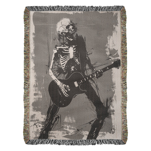 Gothic Skeleton Guitarist Tapestry 37x52 Inches - Rock Music Wall Decor